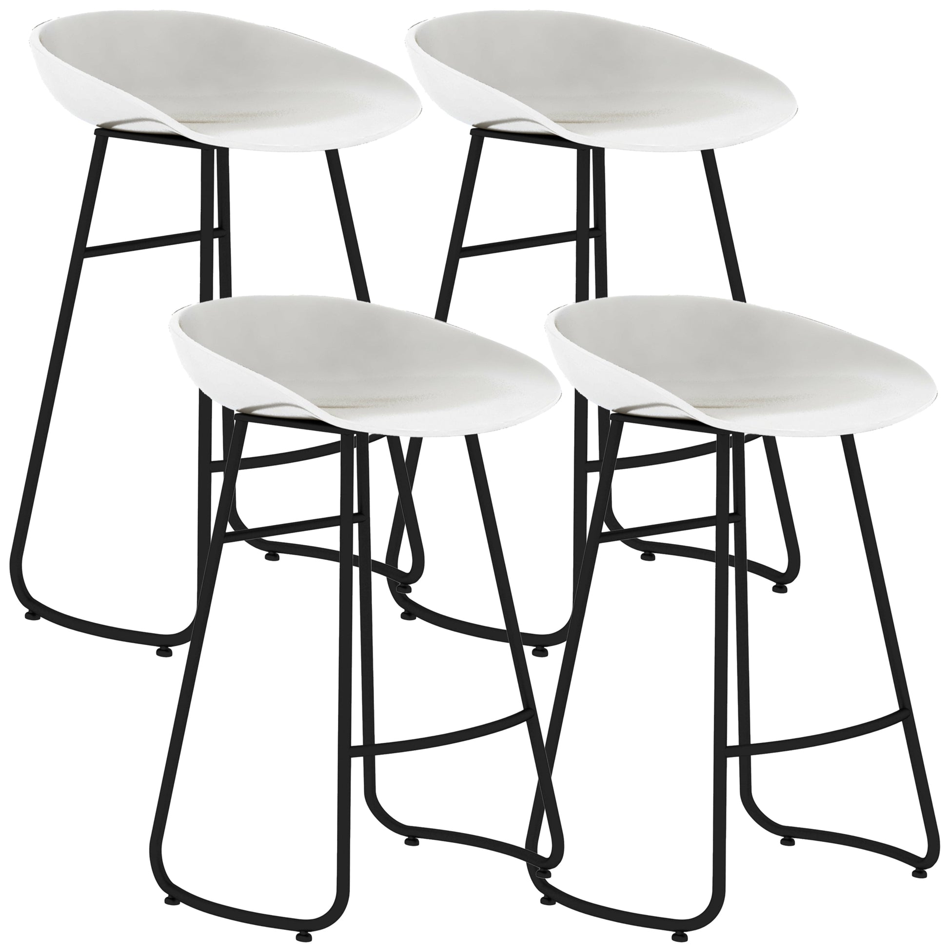 Simple Iron Low Back Barstool Nordic Indoor Tall Stool with Bucket Seat White 4 Piece Set Counter Stool(26"H) Clearhalo 'Bar Furniture' 'Bar Stools' 'bar_stools' 'furn' 'furn_bar_stools' 'furniture_bar_stools' 'Kitchen & Dining Furniture' 'kitchen&dining_furn' 'kitchen' 'kitchen_furn' Furniture' 4393392