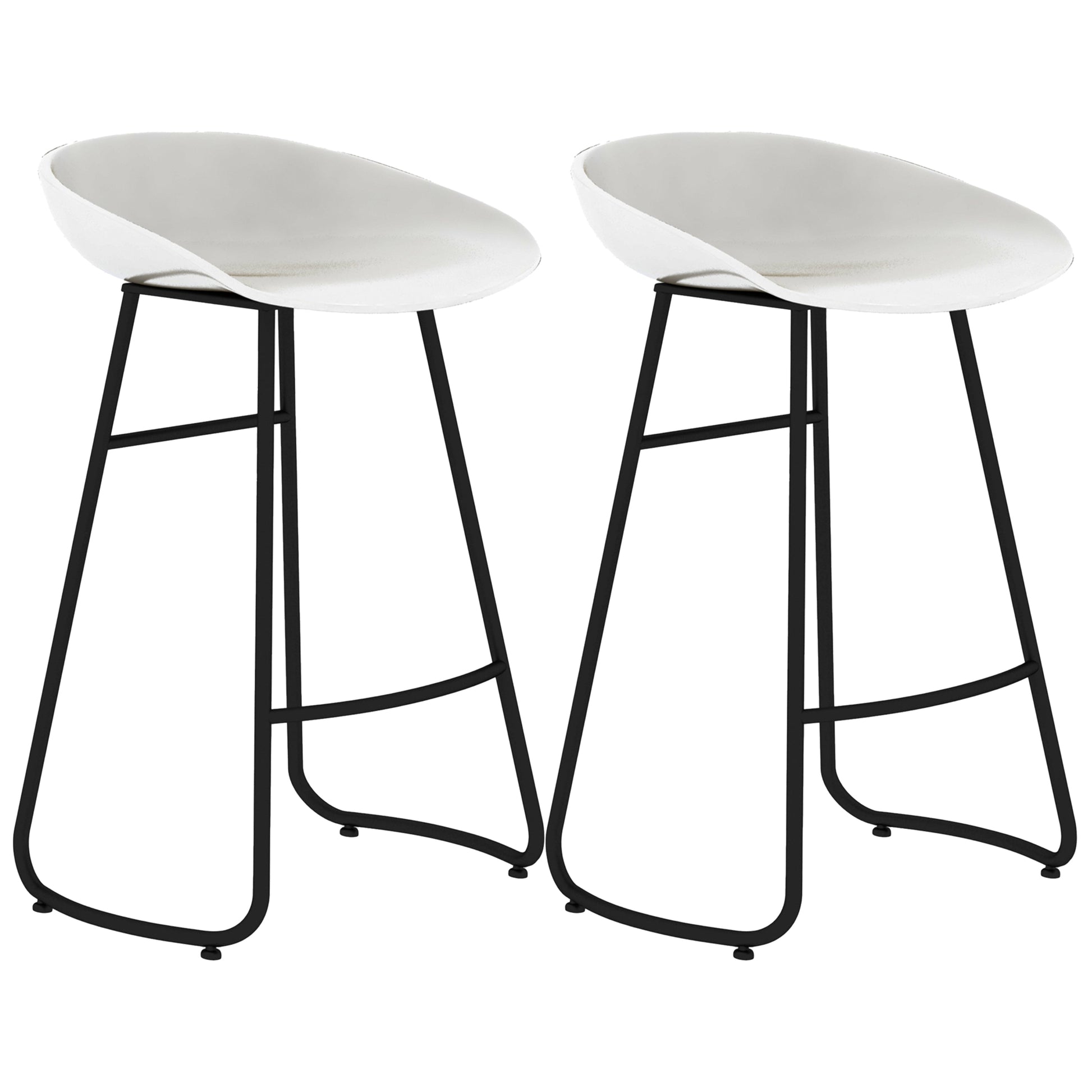 Simple Iron Low Back Barstool Nordic Indoor Tall Stool with Bucket Seat White 2 Piece Set Counter Stool(26"H) Clearhalo 'Bar Furniture' 'Bar Stools' 'bar_stools' 'furn' 'furn_bar_stools' 'furniture_bar_stools' 'Kitchen & Dining Furniture' 'kitchen&dining_furn' 'kitchen' 'kitchen_furn' Furniture' 4393394