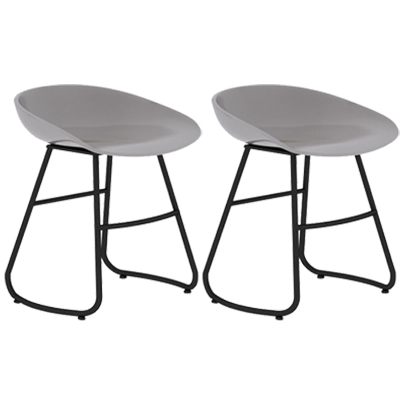 Simple Iron Low Back Barstool Nordic Indoor Tall Stool with Bucket Seat Grey 2 Piece Set Short Stool(18"H) Clearhalo 'Bar Furniture' 'Bar Stools' 'bar_stools' 'furn' 'furn_bar_stools' 'furniture_bar_stools' 'Kitchen & Dining Furniture' 'kitchen&dining_furn' 'kitchen' 'kitchen_furn' Furniture' 4393400