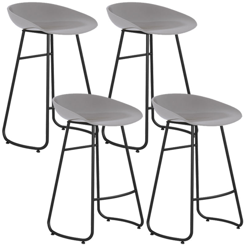 Simple Iron Low Back Barstool Nordic Indoor Tall Stool with Bucket Seat Grey 4 Piece Set Counter Stool(26"H) Clearhalo 'Bar Furniture' 'Bar Stools' 'bar_stools' 'furn' 'furn_bar_stools' 'furniture_bar_stools' 'Kitchen & Dining Furniture' 'kitchen&dining_furn' 'kitchen' 'kitchen_furn' Furniture' 4393401