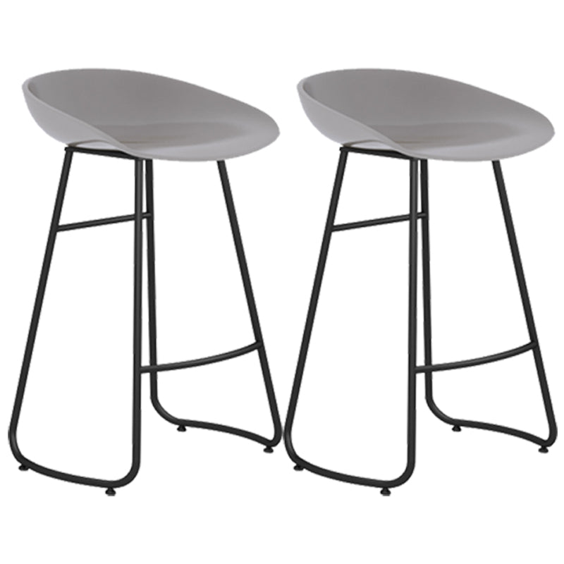 Simple Iron Low Back Barstool Nordic Indoor Tall Stool with Bucket Seat Grey 2 Piece Set Counter Stool(26"H) Clearhalo 'Bar Furniture' 'Bar Stools' 'bar_stools' 'furn' 'furn_bar_stools' 'furniture_bar_stools' 'Kitchen & Dining Furniture' 'kitchen&dining_furn' 'kitchen' 'kitchen_furn' Furniture' 4393403