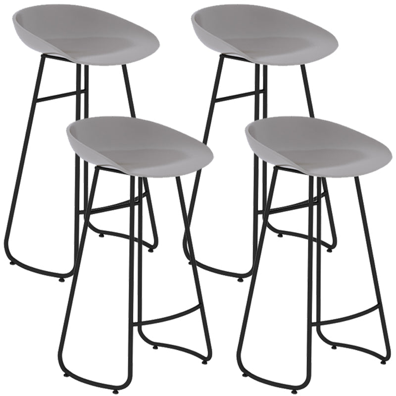 Simple Iron Low Back Barstool Nordic Indoor Tall Stool with Bucket Seat Grey 4 Piece Set Bar Stool(30"H) Clearhalo 'Bar Furniture' 'Bar Stools' 'bar_stools' 'furn' 'furn_bar_stools' 'furniture_bar_stools' 'Kitchen & Dining Furniture' 'kitchen&dining_furn' 'kitchen' 'kitchen_furn' Furniture' 4393404