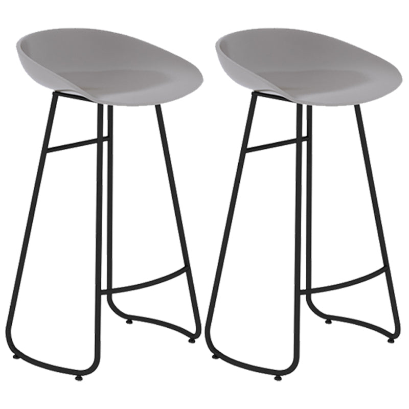 Simple Iron Low Back Barstool Nordic Indoor Tall Stool with Bucket Seat Grey 2 Piece Set Bar Stool(30"H) Clearhalo 'Bar Furniture' 'Bar Stools' 'bar_stools' 'furn' 'furn_bar_stools' 'furniture_bar_stools' 'Kitchen & Dining Furniture' 'kitchen&dining_furn' 'kitchen' 'kitchen_furn' Furniture' 4393406