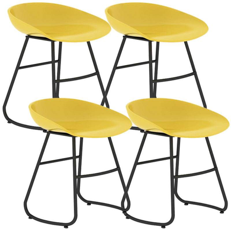 Simple Iron Low Back Barstool Nordic Indoor Tall Stool with Bucket Seat Yellow 4 Piece Set Short Stool(18"H) Clearhalo 'Bar Furniture' 'Bar Stools' 'bar_stools' 'furn' 'furn_bar_stools' 'furniture_bar_stools' 'Kitchen & Dining Furniture' 'kitchen&dining_furn' 'kitchen' 'kitchen_furn' Furniture' 4393407