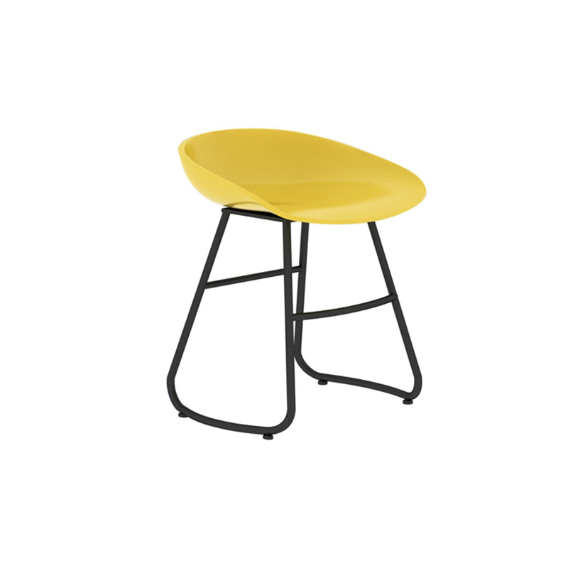Simple Iron Low Back Barstool Nordic Indoor Tall Stool with Bucket Seat Yellow 1 Piece Short Stool(18"H) Clearhalo 'Bar Furniture' 'Bar Stools' 'bar_stools' 'furn' 'furn_bar_stools' 'furniture_bar_stools' 'Kitchen & Dining Furniture' 'kitchen&dining_furn' 'kitchen' 'kitchen_furn' Furniture' 4393408