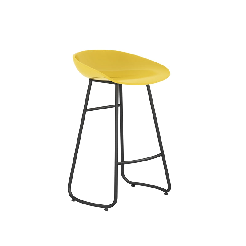 Simple Iron Low Back Barstool Nordic Indoor Tall Stool with Bucket Seat Yellow 1 Piece Counter Stool(26"H) Clearhalo 'Bar Furniture' 'Bar Stools' 'bar_stools' 'furn' 'furn_bar_stools' 'furniture_bar_stools' 'Kitchen & Dining Furniture' 'kitchen&dining_furn' 'kitchen' 'kitchen_furn' Furniture' 4393411