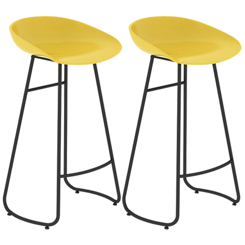 Simple Iron Low Back Barstool Nordic Indoor Tall Stool with Bucket Seat Yellow 2 Piece Set Bar Stool(30"H) Clearhalo 'Bar Furniture' 'Bar Stools' 'bar_stools' 'furn' 'furn_bar_stools' 'furniture_bar_stools' 'Kitchen & Dining Furniture' 'kitchen&dining_furn' 'kitchen' 'kitchen_furn' Furniture' 4393415