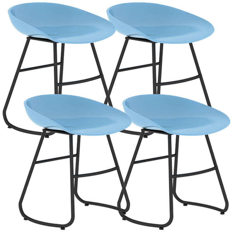 Simple Iron Low Back Barstool Nordic Indoor Tall Stool with Bucket Seat Blue 4 Piece Set Short Stool(18"H) Clearhalo 'Bar Furniture' 'Bar Stools' 'bar_stools' 'furn' 'furn_bar_stools' 'furniture_bar_stools' 'Kitchen & Dining Furniture' 'kitchen&dining_furn' 'kitchen' 'kitchen_furn' Furniture' 4393416