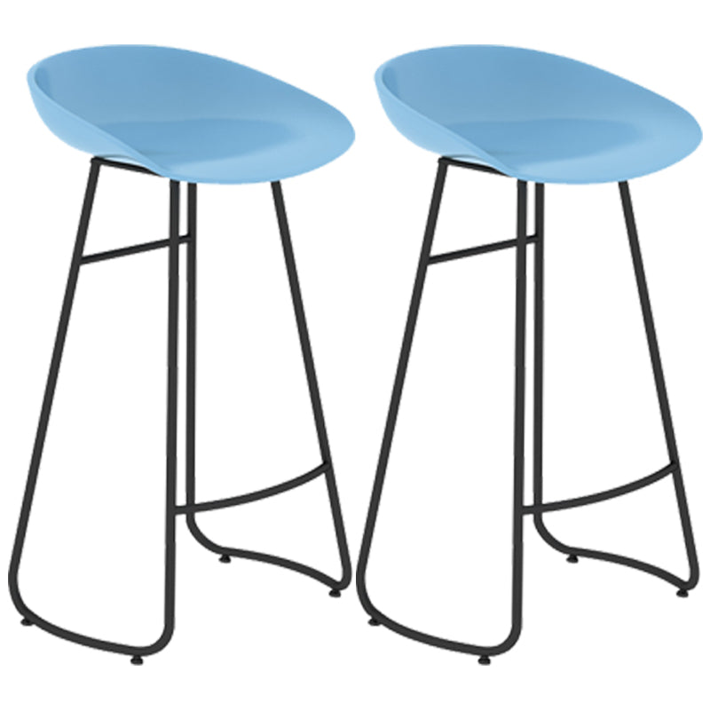 Simple Iron Low Back Barstool Nordic Indoor Tall Stool with Bucket Seat Blue 2 Piece Set Bar Stool(30"H) Clearhalo 'Bar Furniture' 'Bar Stools' 'bar_stools' 'furn' 'furn_bar_stools' 'furniture_bar_stools' 'Kitchen & Dining Furniture' 'kitchen&dining_furn' 'kitchen' 'kitchen_furn' Furniture' 4393424