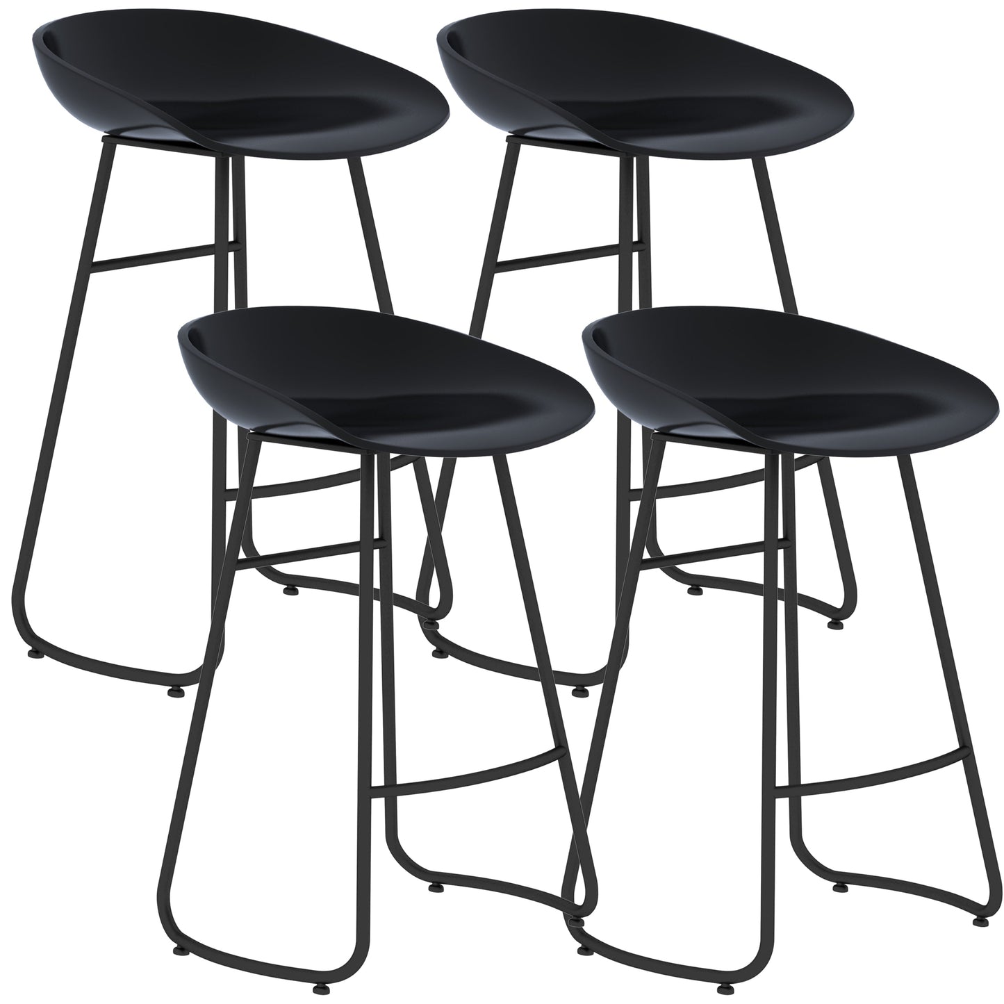 Simple Iron Low Back Barstool Nordic Indoor Tall Stool with Bucket Seat Black 4 Piece Set Counter Stool(26"H) Clearhalo 'Bar Furniture' 'Bar Stools' 'bar_stools' 'furn' 'furn_bar_stools' 'furniture_bar_stools' 'Kitchen & Dining Furniture' 'kitchen&dining_furn' 'kitchen' 'kitchen_furn' Furniture' 4393428