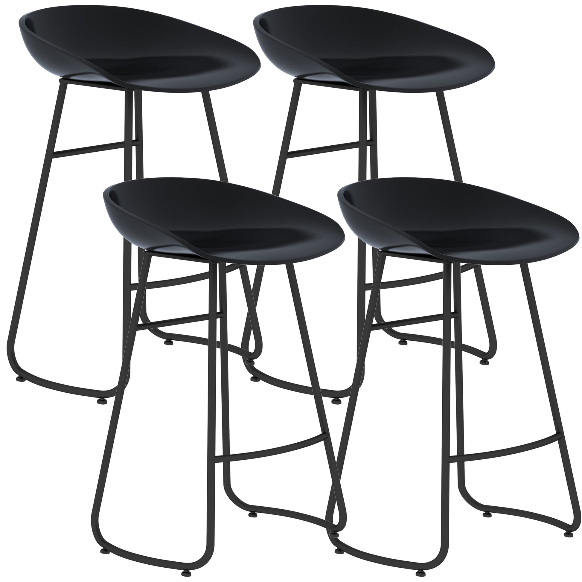 Simple Iron Low Back Barstool Nordic Indoor Tall Stool with Bucket Seat Black 4 Piece Set Counter Stool(26"H) Clearhalo 'Bar Furniture' 'Bar Stools' 'bar_stools' 'furn' 'furn_bar_stools' 'furniture_bar_stools' 'Kitchen & Dining Furniture' 'kitchen&dining_furn' 'kitchen' 'kitchen_furn' Furniture' 4393428