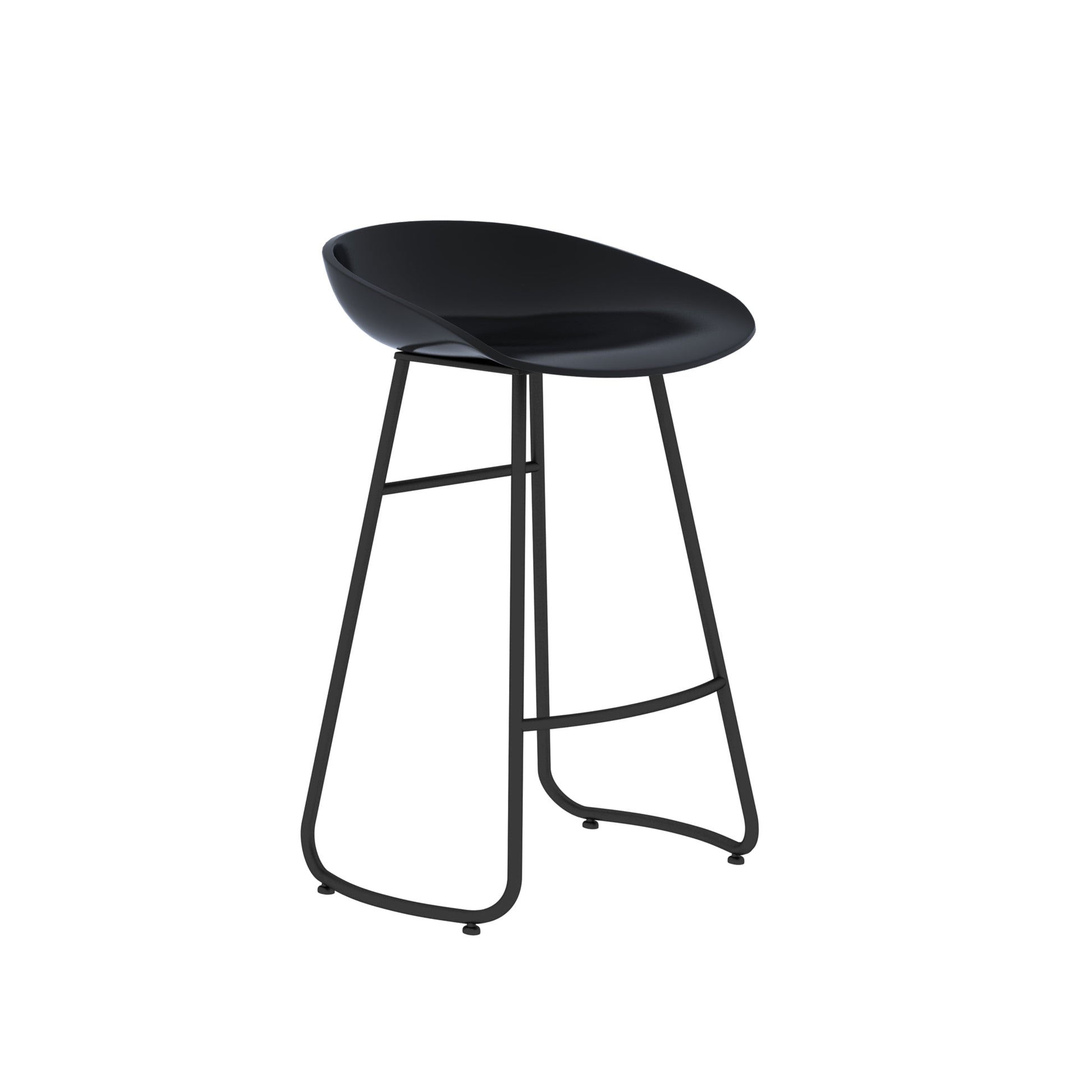 Simple Iron Low Back Barstool Nordic Indoor Tall Stool with Bucket Seat Black 1 Piece Counter Stool(26"H) Clearhalo 'Bar Furniture' 'Bar Stools' 'bar_stools' 'furn' 'furn_bar_stools' 'furniture_bar_stools' 'Kitchen & Dining Furniture' 'kitchen&dining_furn' 'kitchen' 'kitchen_furn' Furniture' 4393429