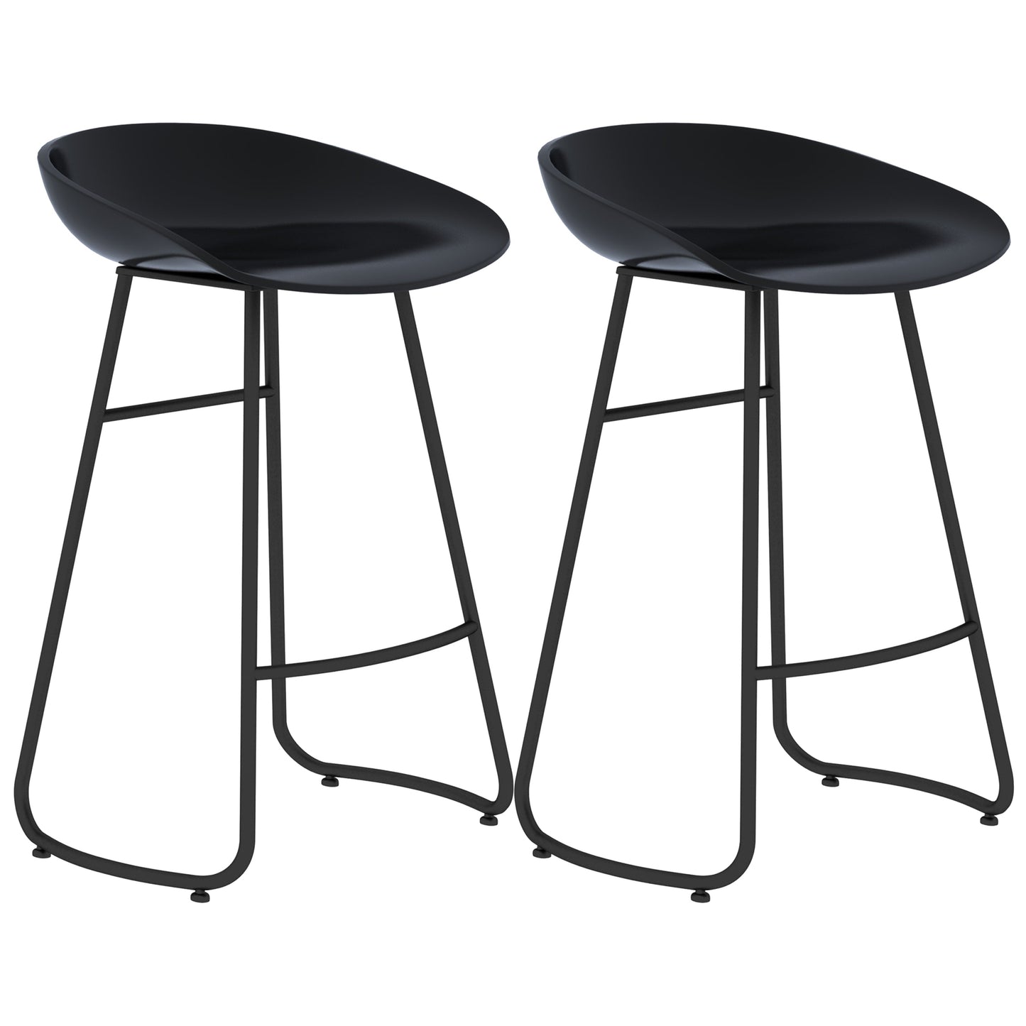 Simple Iron Low Back Barstool Nordic Indoor Tall Stool with Bucket Seat Black 2 Piece Set Counter Stool(26"H) Clearhalo 'Bar Furniture' 'Bar Stools' 'bar_stools' 'furn' 'furn_bar_stools' 'furniture_bar_stools' 'Kitchen & Dining Furniture' 'kitchen&dining_furn' 'kitchen' 'kitchen_furn' Furniture' 4393430