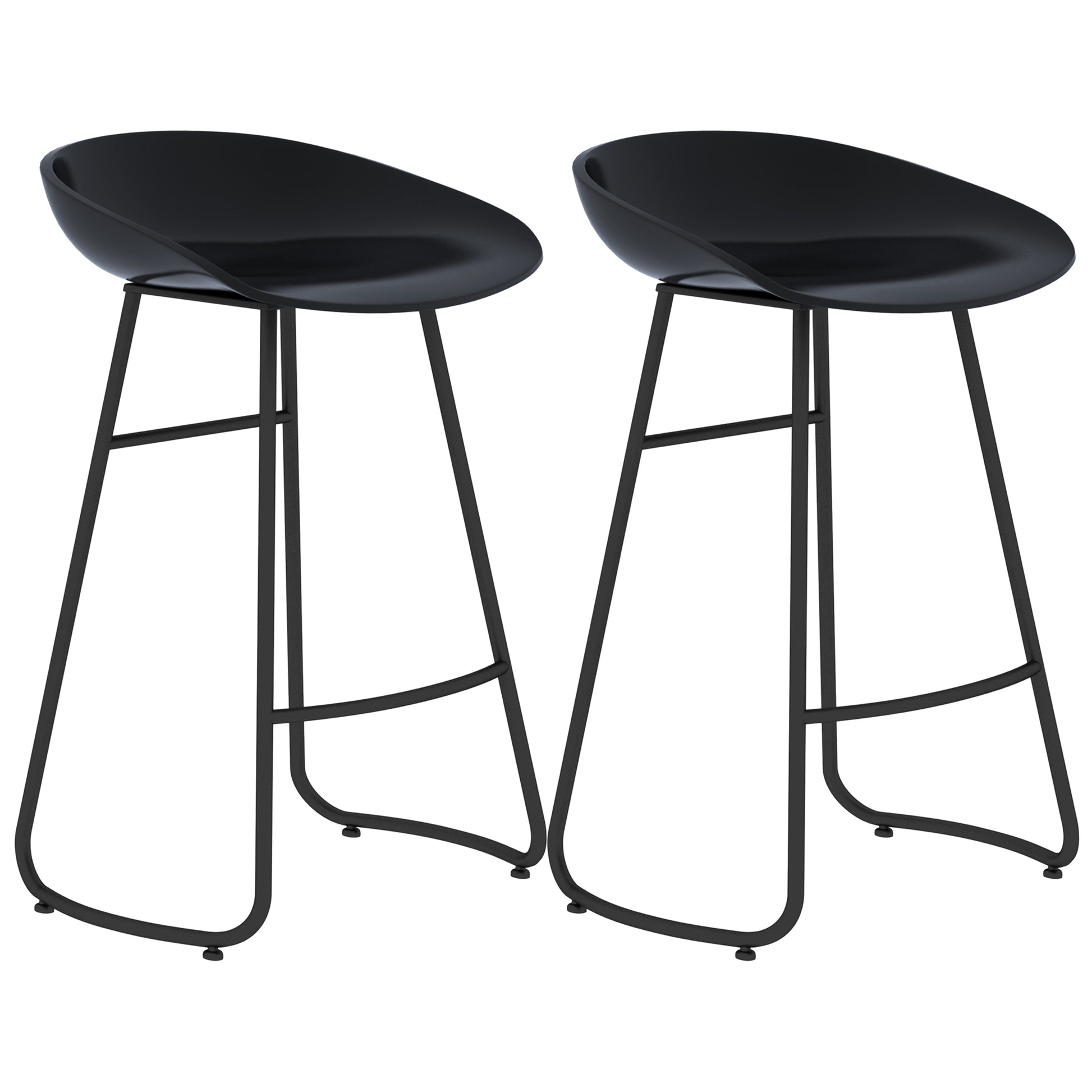 Simple Iron Low Back Barstool Nordic Indoor Tall Stool with Bucket Seat Black 2 Piece Set Counter Stool(26"H) Clearhalo 'Bar Furniture' 'Bar Stools' 'bar_stools' 'furn' 'furn_bar_stools' 'furniture_bar_stools' 'Kitchen & Dining Furniture' 'kitchen&dining_furn' 'kitchen' 'kitchen_furn' Furniture' 4393430