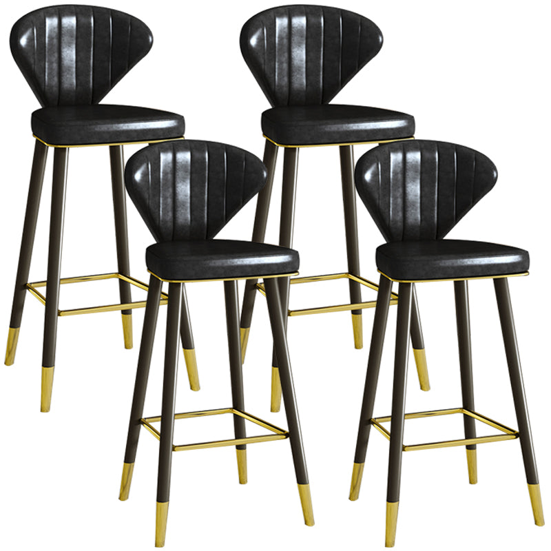 Scandinavian Swivel Leather Counter Stools Black Low Back Bar Stools with Footrest Black 4 Piece Set Clearhalo 'Bar Furniture' 'Bar Stools' 'bar_stools' 'furn' 'furn_bar_stools' 'furniture_bar_stools' 'Kitchen & Dining Furniture' 'kitchen&dining_furn' 'kitchen' 'kitchen_furn' Furniture' 4395641