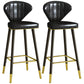 Scandinavian Swivel Leather Counter Stools Black Low Back Bar Stools with Footrest Black 2 Piece Set Clearhalo 'Bar Furniture' 'Bar Stools' 'bar_stools' 'furn' 'furn_bar_stools' 'furniture_bar_stools' 'Kitchen & Dining Furniture' 'kitchen&dining_furn' 'kitchen' 'kitchen_furn' Furniture' 4395644