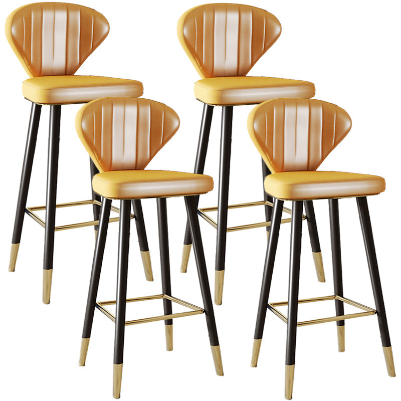 Scandinavian Swivel Leather Counter Stools Black Low Back Bar Stools with Footrest Yellow 4 Piece Set Clearhalo 'Bar Furniture' 'Bar Stools' 'bar_stools' 'furn' 'furn_bar_stools' 'furniture_bar_stools' 'Kitchen & Dining Furniture' 'kitchen&dining_furn' 'kitchen' 'kitchen_furn' Furniture' 4395647