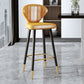 Scandinavian Swivel Leather Counter Stools Black Low Back Bar Stools with Footrest Yellow 1 Piece Clearhalo 'Bar Furniture' 'Bar Stools' 'bar_stools' 'furn' 'furn_bar_stools' 'furniture_bar_stools' 'Kitchen & Dining Furniture' 'kitchen&dining_furn' 'kitchen' 'kitchen_furn' Furniture' 4395648