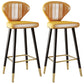 Scandinavian Swivel Leather Counter Stools Black Low Back Bar Stools with Footrest Yellow 2 Piece Set Clearhalo 'Bar Furniture' 'Bar Stools' 'bar_stools' 'furn' 'furn_bar_stools' 'furniture_bar_stools' 'Kitchen & Dining Furniture' 'kitchen&dining_furn' 'kitchen' 'kitchen_furn' Furniture' 4395651