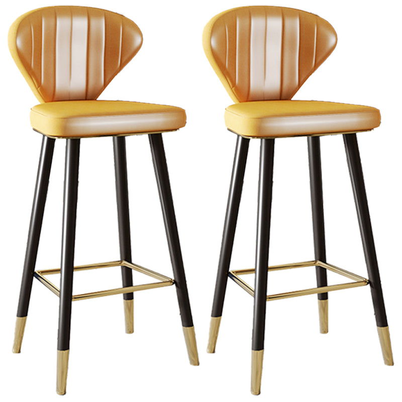 Scandinavian Swivel Leather Counter Stools Black Low Back Bar Stools with Footrest Yellow 2 Piece Set Clearhalo 'Bar Furniture' 'Bar Stools' 'bar_stools' 'furn' 'furn_bar_stools' 'furniture_bar_stools' 'Kitchen & Dining Furniture' 'kitchen&dining_furn' 'kitchen' 'kitchen_furn' Furniture' 4395651