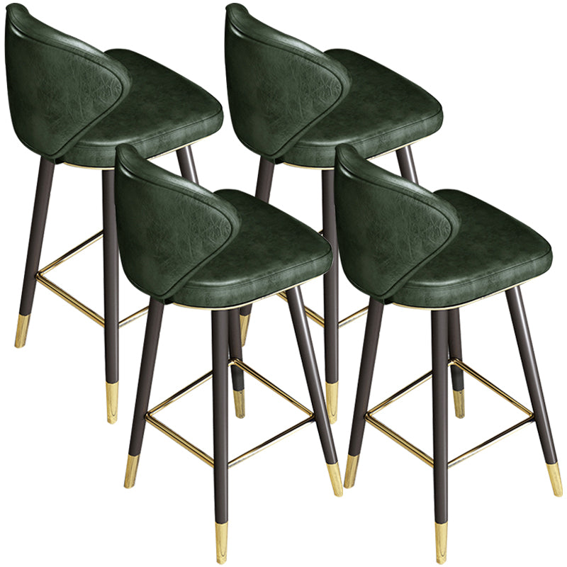 Scandinavian Swivel Leather Counter Stools Black Low Back Bar Stools with Footrest Green 4 Piece Set Clearhalo 'Bar Furniture' 'Bar Stools' 'bar_stools' 'furn' 'furn_bar_stools' 'furniture_bar_stools' 'Kitchen & Dining Furniture' 'kitchen&dining_furn' 'kitchen' 'kitchen_furn' Furniture' 4395653