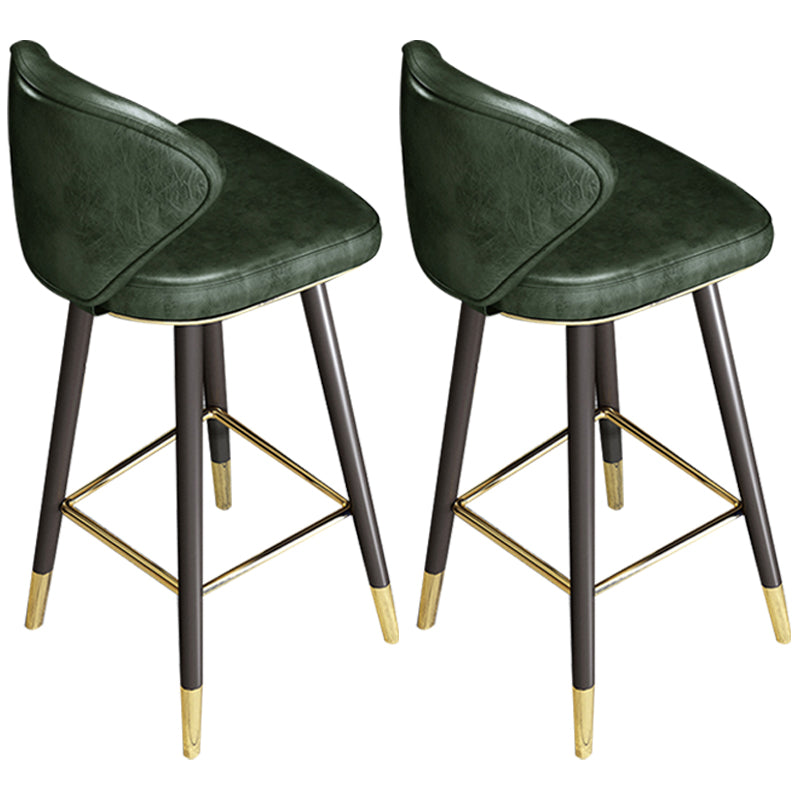Scandinavian Swivel Leather Counter Stools Black Low Back Bar Stools with Footrest Green 2 Piece Set Clearhalo 'Bar Furniture' 'Bar Stools' 'bar_stools' 'furn' 'furn_bar_stools' 'furniture_bar_stools' 'Kitchen & Dining Furniture' 'kitchen&dining_furn' 'kitchen' 'kitchen_furn' Furniture' 4395656