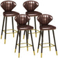 Scandinavian Swivel Leather Counter Stools Black Low Back Bar Stools with Footrest Brown 4 Piece Set Clearhalo 'Bar Furniture' 'Bar Stools' 'bar_stools' 'furn' 'furn_bar_stools' 'furniture_bar_stools' 'Kitchen & Dining Furniture' 'kitchen&dining_furn' 'kitchen' 'kitchen_furn' Furniture' 4395658