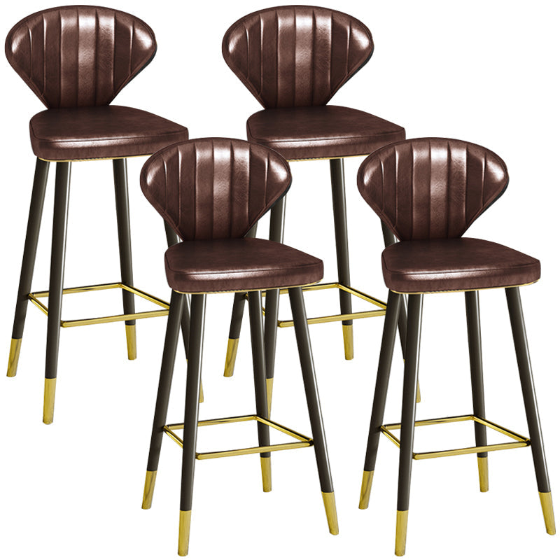 Scandinavian Swivel Leather Counter Stools Black Low Back Bar Stools with Footrest Brown 4 Piece Set Clearhalo 'Bar Furniture' 'Bar Stools' 'bar_stools' 'furn' 'furn_bar_stools' 'furniture_bar_stools' 'Kitchen & Dining Furniture' 'kitchen&dining_furn' 'kitchen' 'kitchen_furn' Furniture' 4395658