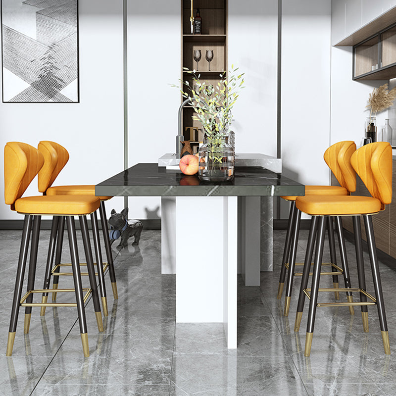 Scandinavian Swivel Leather Counter Stools Black Low Back Bar Stools with Footrest Clearhalo 'Bar Furniture' 'Bar Stools' 'bar_stools' 'furn' 'furn_bar_stools' 'furniture_bar_stools' 'Kitchen & Dining Furniture' 'kitchen&dining_furn' 'kitchen' 'kitchen_furn' Furniture' 4395659