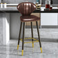 Scandinavian Swivel Leather Counter Stools Black Low Back Bar Stools with Footrest Brown 1 Piece Clearhalo 'Bar Furniture' 'Bar Stools' 'bar_stools' 'furn' 'furn_bar_stools' 'furniture_bar_stools' 'Kitchen & Dining Furniture' 'kitchen&dining_furn' 'kitchen' 'kitchen_furn' Furniture' 4395660