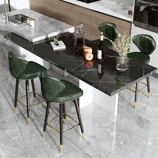 Scandinavian Swivel Leather Counter Stools Black Low Back Bar Stools with Footrest Clearhalo 'Bar Furniture' 'Bar Stools' 'bar_stools' 'furn' 'furn_bar_stools' 'furniture_bar_stools' 'Kitchen & Dining Furniture' 'kitchen&dining_furn' 'kitchen' 'kitchen_furn' Furniture' 4395661