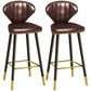 Scandinavian Swivel Leather Counter Stools Black Low Back Bar Stools with Footrest Brown 2 Piece Set Clearhalo 'Bar Furniture' 'Bar Stools' 'bar_stools' 'furn' 'furn_bar_stools' 'furniture_bar_stools' 'Kitchen & Dining Furniture' 'kitchen&dining_furn' 'kitchen' 'kitchen_furn' Furniture' 4395662