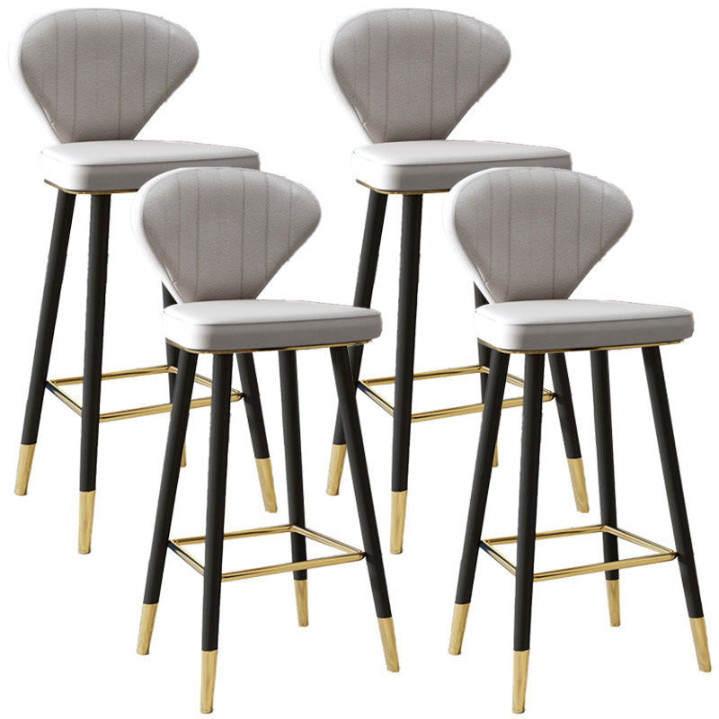 Scandinavian Swivel Leather Counter Stools Black Low Back Bar Stools with Footrest Grey 4 Piece Set Clearhalo 'Bar Furniture' 'Bar Stools' 'bar_stools' 'furn' 'furn_bar_stools' 'furniture_bar_stools' 'Kitchen & Dining Furniture' 'kitchen&dining_furn' 'kitchen' 'kitchen_furn' Furniture' 4395663