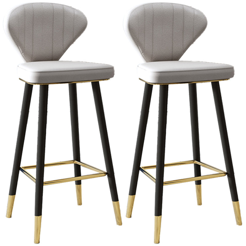Scandinavian Swivel Leather Counter Stools Black Low Back Bar Stools with Footrest Grey 2 Piece Set Clearhalo 'Bar Furniture' 'Bar Stools' 'bar_stools' 'furn' 'furn_bar_stools' 'furniture_bar_stools' 'Kitchen & Dining Furniture' 'kitchen&dining_furn' 'kitchen' 'kitchen_furn' Furniture' 4395665