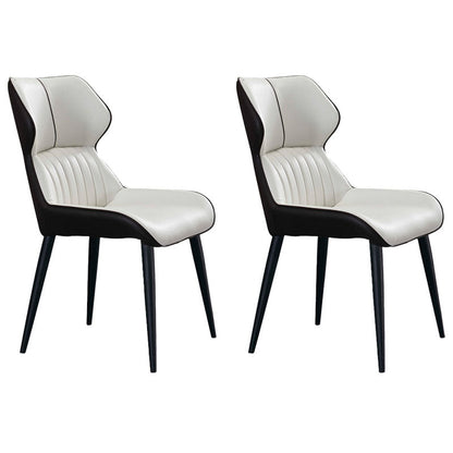 Contemporary Wingback Dining Side Chair Kitchen Leather Dining Chair White 2 Piece Set Clearhalo ' kitchen&dining_furn' 'Dining Chairs' 'Dining Tables & Seating' 'dining_chair' 'furn' 'furn_dining_chair' 'Furniture' 'furniture_dining_chair' 'Kitchen & Dining Furniture' 'kitchen' 4399590