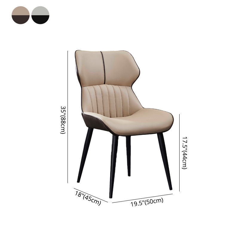 Contemporary Wingback Dining Side Chair Kitchen Leather Dining Chair Clearhalo ' kitchen&dining_furn' 'Dining Chairs' 'Dining Tables & Seating' 'dining_chair' 'furn' 'furn_dining_chair' 'Furniture' 'furniture_dining_chair' 'Kitchen & Dining Furniture' 'kitchen' 4399597