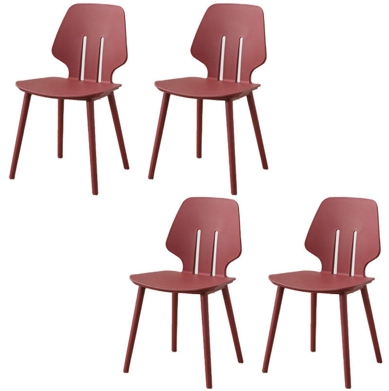 Contemporary Open Back Dining Side Chair Plastic Dining Armless Chairs for Home Use Crimson 4 Piece Set Clearhalo ' kitchen&dining_furn' 'Dining Chairs' 'Dining Tables & Seating' 'dining_chair' 'furn' 'furn_dining_chair' 'Furniture' 'furniture_dining_chair' 'Kitchen & Dining Furniture' 'kitchen' 4399599