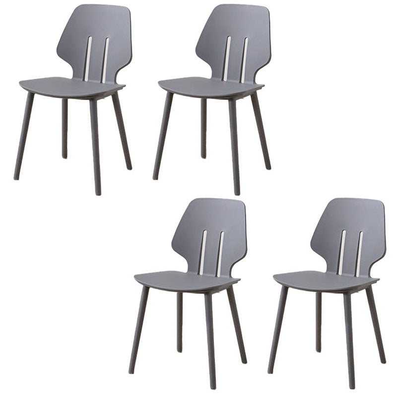 Contemporary Open Back Dining Side Chair Plastic Dining Armless Chairs for Home Use Dark Gray 4 Piece Set Clearhalo ' kitchen&dining_furn' 'Dining Chairs' 'Dining Tables & Seating' 'dining_chair' 'furn' 'furn_dining_chair' 'Furniture' 'furniture_dining_chair' 'Kitchen & Dining Furniture' 'kitchen' 4399600
