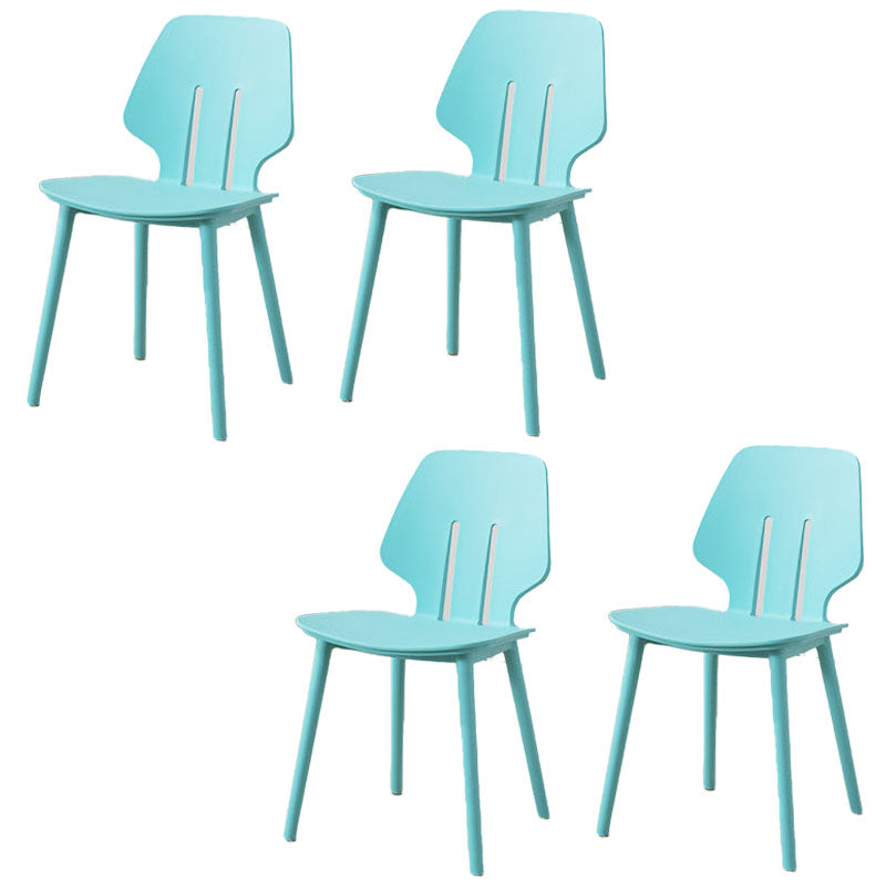 Contemporary Open Back Dining Side Chair Plastic Dining Armless Chairs for Home Use Light Blue 4 Piece Set Clearhalo ' kitchen&dining_furn' 'Dining Chairs' 'Dining Tables & Seating' 'dining_chair' 'furn' 'furn_dining_chair' 'Furniture' 'furniture_dining_chair' 'Kitchen & Dining Furniture' 'kitchen' 4399603