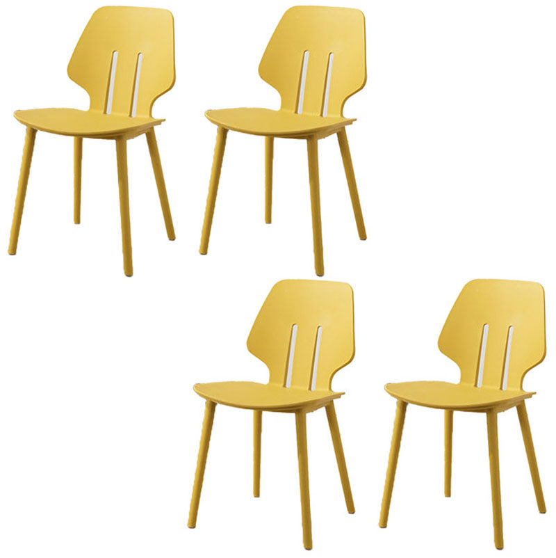 Contemporary Open Back Dining Side Chair Plastic Dining Armless Chairs for Home Use Yellow 4 Piece Set Clearhalo ' kitchen&dining_furn' 'Dining Chairs' 'Dining Tables & Seating' 'dining_chair' 'furn' 'furn_dining_chair' 'Furniture' 'furniture_dining_chair' 'Kitchen & Dining Furniture' 'kitchen' 4399606