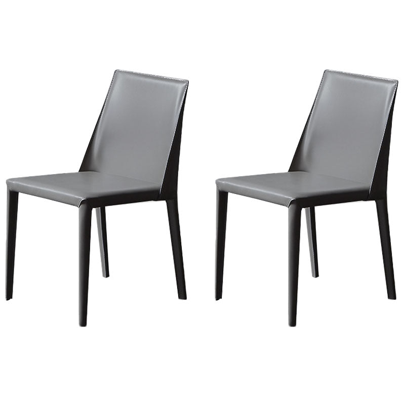 Contemporary Solid Back Armless Side Chairs Leather Dining Chairs for Kitchen Grey 2 Piece Set Clearhalo ' kitchen&dining_furn' 'Dining Chairs' 'Dining Tables & Seating' 'dining_chair' 'furn' 'furn_dining_chair' 'Furniture' 'furniture_dining_chair' 'Kitchen & Dining Furniture' 'kitchen' 4399618