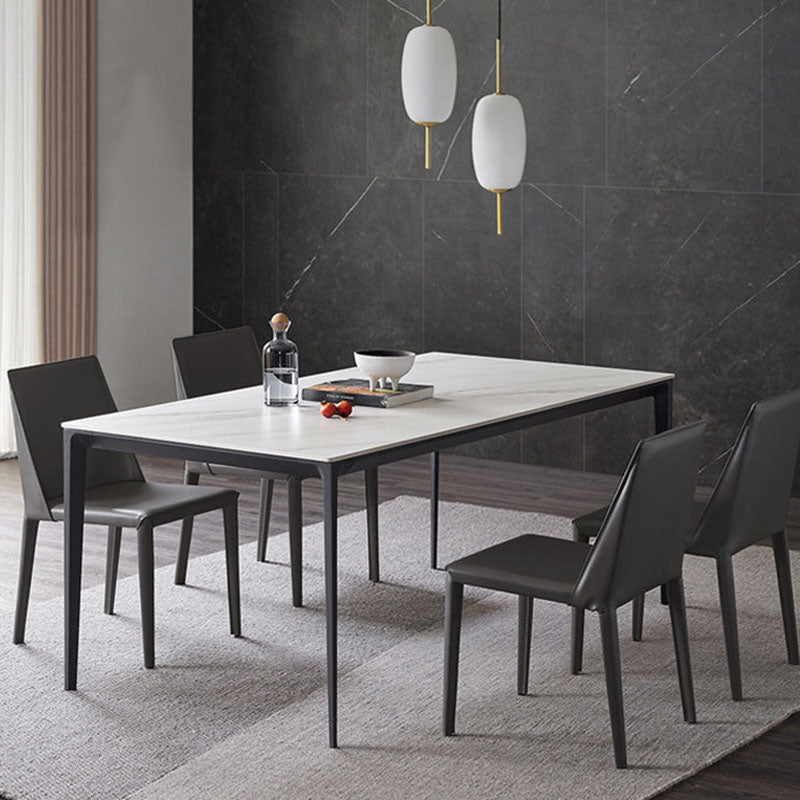 Contemporary Solid Back Armless Side Chairs Leather Dining Chairs for Kitchen Clearhalo ' kitchen&dining_furn' 'Dining Chairs' 'Dining Tables & Seating' 'dining_chair' 'furn' 'furn_dining_chair' 'Furniture' 'furniture_dining_chair' 'Kitchen & Dining Furniture' 'kitchen' 4399619