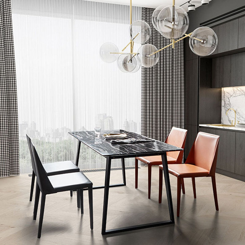 Contemporary Solid Back Armless Side Chairs Leather Dining Chairs for Kitchen Clearhalo ' kitchen&dining_furn' 'Dining Chairs' 'Dining Tables & Seating' 'dining_chair' 'furn' 'furn_dining_chair' 'Furniture' 'furniture_dining_chair' 'Kitchen & Dining Furniture' 'kitchen' 4399620