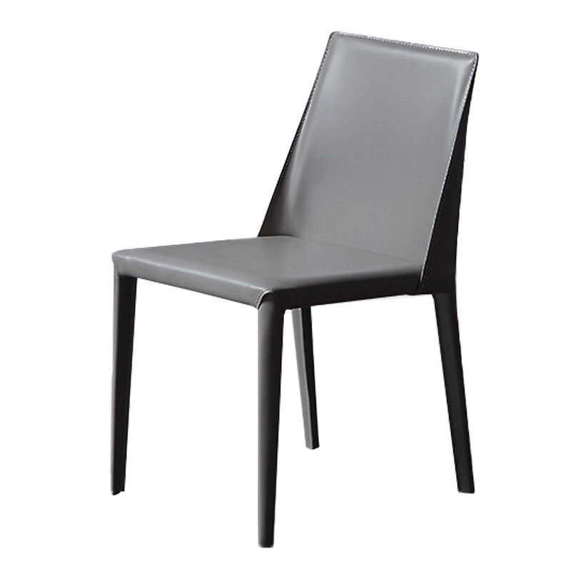 Contemporary Solid Back Armless Side Chairs Leather Dining Chairs for Kitchen Clearhalo ' kitchen&dining_furn' 'Dining Chairs' 'Dining Tables & Seating' 'dining_chair' 'furn' 'furn_dining_chair' 'Furniture' 'furniture_dining_chair' 'Kitchen & Dining Furniture' 'kitchen' 4399622