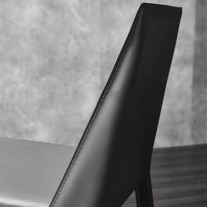 Contemporary Solid Back Armless Side Chairs Leather Dining Chairs for Kitchen Clearhalo ' kitchen&dining_furn' 'Dining Chairs' 'Dining Tables & Seating' 'dining_chair' 'furn' 'furn_dining_chair' 'Furniture' 'furniture_dining_chair' 'Kitchen & Dining Furniture' 'kitchen' 4399624