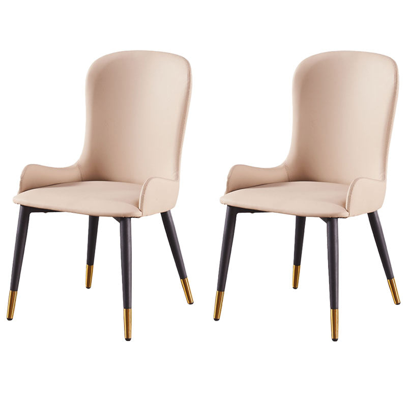 Contemporary Wingback Side Chair Restaurant Leather Dining Chairs Cream 2 Piece Set Clearhalo ' kitchen&dining_furn' 'Dining Chairs' 'Dining Tables & Seating' 'dining_chair' 'furn' 'furn_dining_chair' 'Furniture' 'furniture_dining_chair' 'Kitchen & Dining Furniture' 'kitchen' 4399631