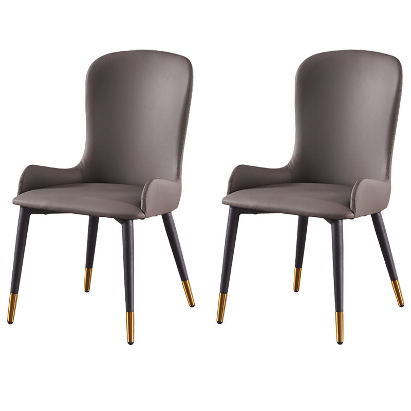 Contemporary Wingback Side Chair Restaurant Leather Dining Chairs Light Gray 2 Piece Set Clearhalo ' kitchen&dining_furn' 'Dining Chairs' 'Dining Tables & Seating' 'dining_chair' 'furn' 'furn_dining_chair' 'Furniture' 'furniture_dining_chair' 'Kitchen & Dining Furniture' 'kitchen' 4399632
