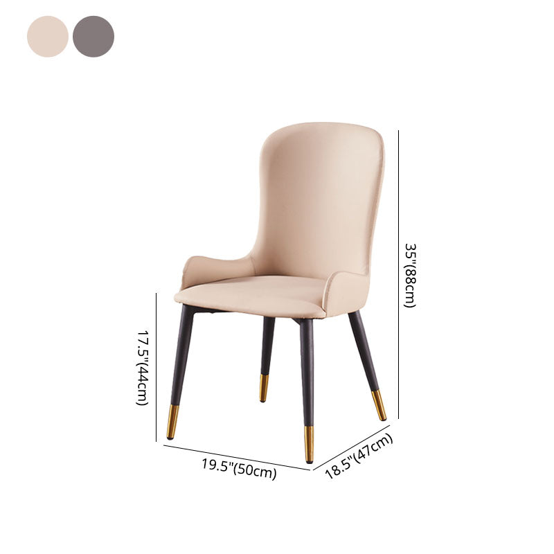 Contemporary Wingback Side Chair Restaurant Leather Dining Chairs Clearhalo ' kitchen&dining_furn' 'Dining Chairs' 'Dining Tables & Seating' 'dining_chair' 'furn' 'furn_dining_chair' 'Furniture' 'furniture_dining_chair' 'Kitchen & Dining Furniture' 'kitchen' 4399640