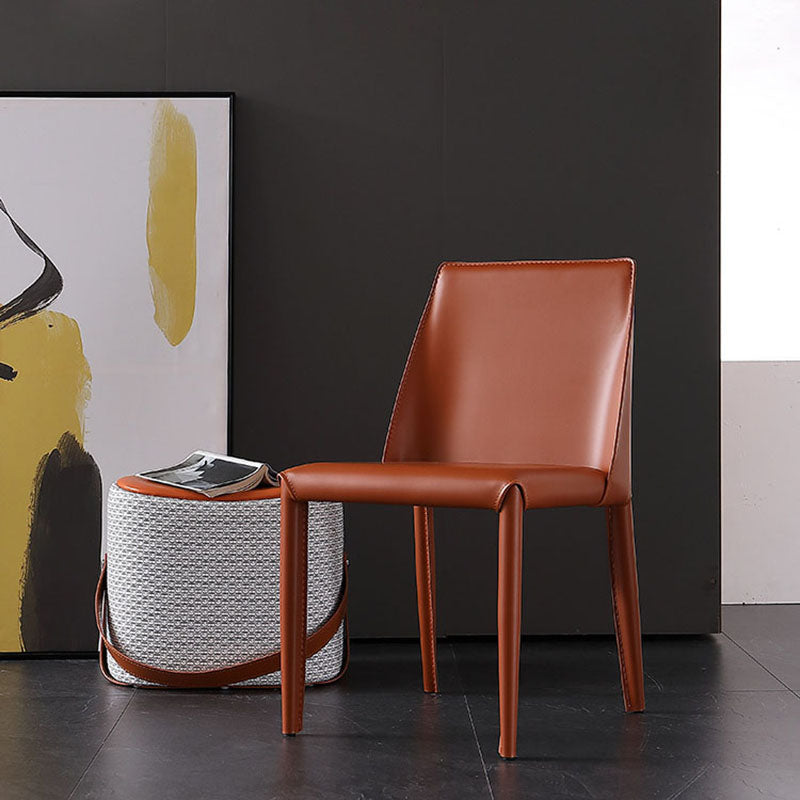 Contemporary Style Leather Dining Side Chairs Matte Finish Solid Back Armless Chairs Clearhalo ' kitchen&dining_furn' 'Dining Chairs' 'Dining Tables & Seating' 'dining_chair' 'furn' 'furn_dining_chair' 'Furniture' 'furniture_dining_chair' 'Kitchen & Dining Furniture' 'kitchen' 4399646