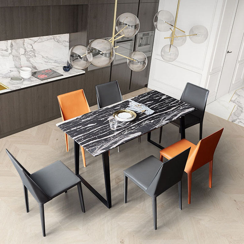 Contemporary Style Leather Dining Side Chairs Matte Finish Solid Back Armless Chairs Clearhalo ' kitchen&dining_furn' 'Dining Chairs' 'Dining Tables & Seating' 'dining_chair' 'furn' 'furn_dining_chair' 'Furniture' 'furniture_dining_chair' 'Kitchen & Dining Furniture' 'kitchen' 4399656